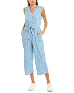 Vince Camuto Damen ärmellos weiß Blumen Denim Gürtel Overall Größe Medium - Bild 1 von 8