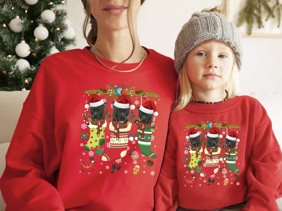 Christmas Sweatshirt Staffordshire Bull Terrier Dog Xmas Sweater Christmas Shirt - Image 1 of 1