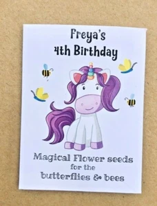 PERSONALISED BIRTHDAY FAVOUR SEED PACKET - BIRDS AND BEES - ECO FAVOUR - UNICORN - Picture 1 of 1