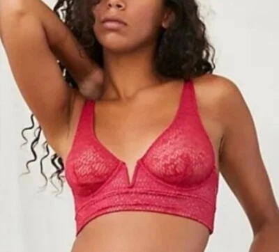 Sujetador Free People Mujer Mediano Tameeka Con Aros Encaje Transparente Bralette Rojo Baya M Foto 1 de 4
