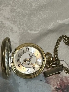 Vintage Deer Pocket Watch Needs Battery Not Working - Picture 1 of 6