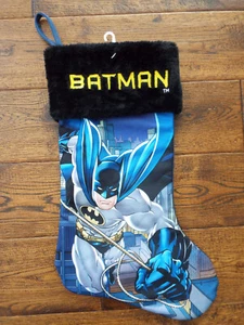 NEU Batman Weihnachtsstrumpf blau und schwarz pelzige Manschette 17" - Bild 1 von 4