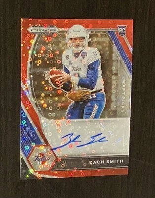 ZACH SMITH auto rc 2021 Panini Prizm Draft Picks RED CIRCLES #d /25 TULSA - Image 1 of 2