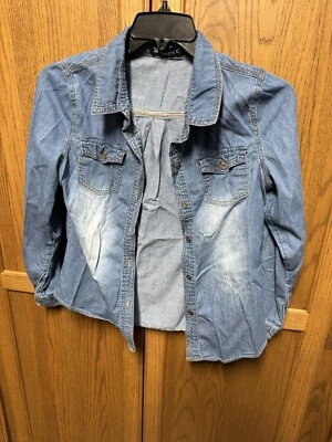 Allegra K Denim Button Down Shirt Size Medium Foto 1 de 4