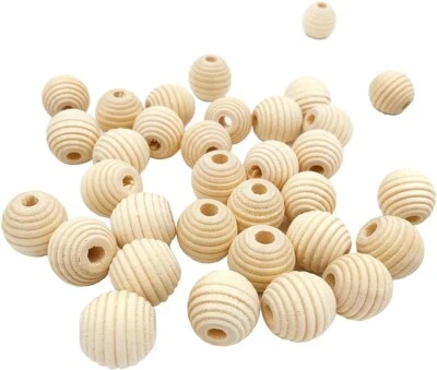50 Holzperlen 20mm Farblos Holzkugeln Rund Bienenstock Schmuck Basteln Deko H181 - Bild 1 von 4