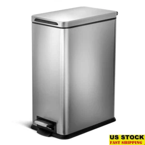 Slim Kitchen Trash Can 30L Stainless Steel Step Pedal Waste Bin Space Saver New - Picture 1 of 7