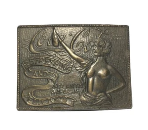 Vintage 1970's Coca-Cola Brass Belt Buckle- Nude Woman Tiffany Foundry-3.5”x2.5 - Picture 1 of 16