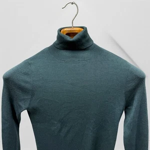 Akris Punto Turtleneck Lightweight Sweater Top Green 8 US Cashmere Silk Cashmere - Picture 1 of 8