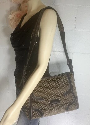 Bolso/cartera/bolso MAXX NEW YORK de cuero y tela marrón Foto 1 de 4