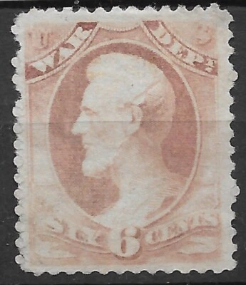 US 1873 S#O86 OFFICIAL 6c WAR DEPARTMENT  SCV $325.00 (for no gum)🔥 MNG VF - Image 1 of 2