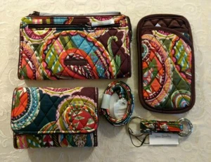 NWT Vera Bradley 5-Pc Boxed Gift Set Heirloom Paisley Wristlet Wallet Lanyard - Picture 1 of 12