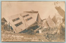 Charles City Iowa~Cyclone (Tornado) Smashes Wright Home~Sepia RPPC 1908 Postcard