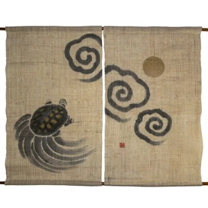 2 piezas Tapiz Fuku-Kame Tortuga Tejido a Mano Ramie Lino Kyoto Rakushian DT-000 - Imagen 1 de 4