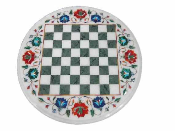18" Marble Chess Table Top Inlay Handicraft Work Home Decor - Image 1 of 1