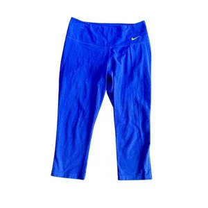 Nike Mujer Dri Fit Azul Brillante Calzas Recortadas Bebé Azul Cosido Swoosh Pequeño - Imagen 1 de 4