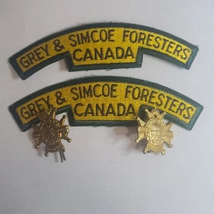 Grey & Simcoe Foresters Battle Dress Shoulder Flash And Collar Badge Pairs - Picture 1 of 4