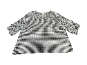 Chico's Shirt Womens 3 Black White Gingham Check Puff Sleeve Blouse Top - Picture 1 of 13
