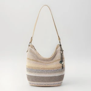 Neu The Sak Sequoia gehäkelt Sand Streifen Hobo Medium Schultertasche, Handtasche - Bild 1 von 11