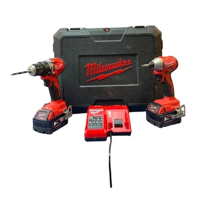 Milwaukee M18 BLCPP2A-502C Combi Drill & Impact Driver W/ 2x Batteries & Charger - Image 1 of 4