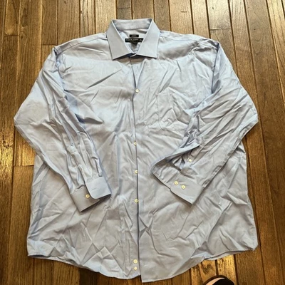 Pronto Uomo Button Up Shirt Men 18 34/35 Sky Blue Executive Fit No Iron Business - Image 1 of 4