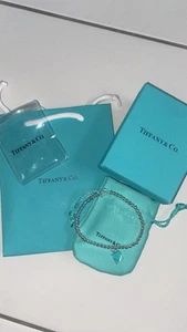 Tiffany & Co Blue/Silver Heart 18 cm Bracelet Jewellery Gift With Packaging - Picture 1 of 6