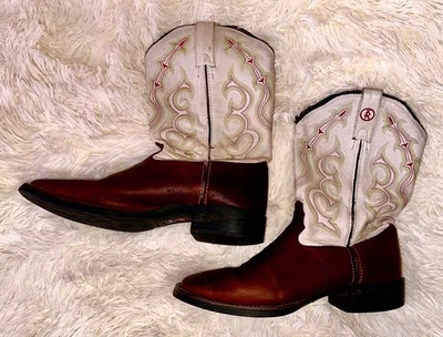 Botas de Vaquero Tony Lama Puntera Cuadrada Estilo #RR2111L Mujer Talla 8B Blanco Superior Foto 1 de 4