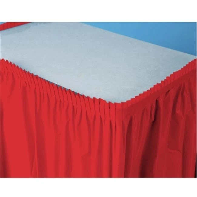 Creative Converting 202394 Classic Red- Red Plastic Table Skirt - Image 1 of 1