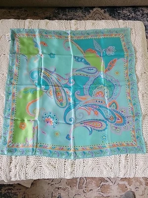 Talbots Vintage Silk Paisley Square Scarf ~26" Square~MultiColor ~ Head Scarf - Image 1 of 4