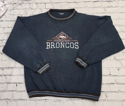 Sudadera De Colección Años 90 Denver Broncos Bordada Texturizada Tejido Cuello Redondo Talla L Foto 1 de 4