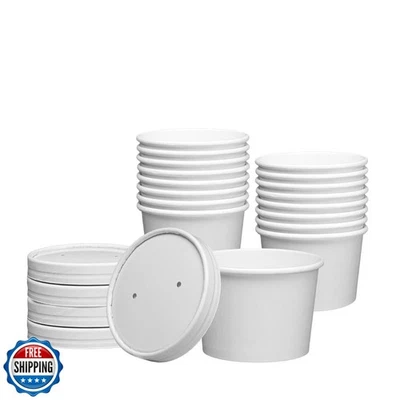 GUSTO [8oz. - 25 Count White Paper Food Containers with Vented Lids - To Go H - Bild 1 von 4
