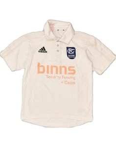 ADIDAS Boys Graphic Polo Shirt 11-12 Years Medium Off White Polyester AI13 - Picture 1 of 4