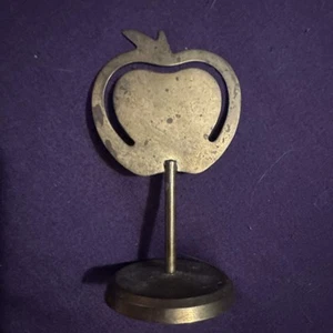 Mid Century 60´s Apple design Brass Card holder Paperweight Desk Decoration - Picture 1 of 6