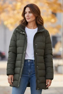 Lands End schwarze gefütterte Daunenjacke Mantel knielang Damen Plus 2X 20-22 - Bild 1 von 9