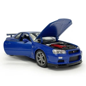 1/24 Scale Nissan Skyline GT-R (R34) Model Car Diecast Vehicles Collection Blue - Picture 1 of 12