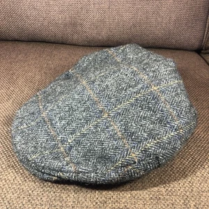 Vintage Hanna Hat Mens Small Gray Wool Snap Front Newsboy Flat Cap Donegal Irish - Picture 1 of 10