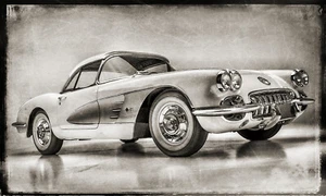 LEINWAND BILD ER XXL POP ART CHEVROLET CORVETTE OLDTIMER ABSTRAKT WAND POSTER - Bild 1 von 4