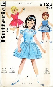 Butterick 2128 Full Skirted Dress w Overskirt, Double Collar & Puff Sleeves Sz 8 - Picture 1 of 4