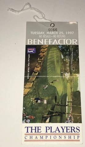 1997 Tiger Woods Returns Sawgrass Players Championship GQ Ticket Stub Pass Badge Cover