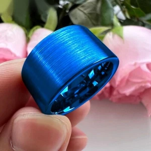12MM Flat Brushed Finish Tungsten Carbide Ring Band Wedding Comfort fit Ring - Picture 1 of 10