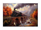Train Travel Transportation Oil painting Printed on canvas vintage Wall Decor 