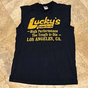 Lucky Brand USA Faded Los Angeles California Men’s Vintage Cut Off Sleeves Small - Picture 1 of 10