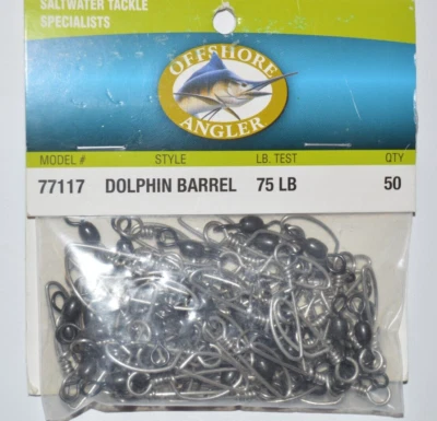 Pescador offshore Snap Swivels barril de delfín 75 lb 50 por paquete agua salada Foto 1 de 3