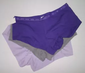 SECRET TREASURES Pack Of 3 BOYLEG BOYSHORT BIKINI PANTIES GRAY PURPLE 5 SMALL - Picture 1 of 2