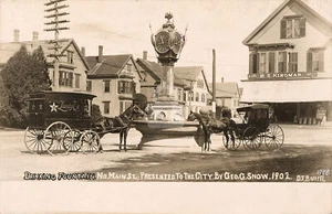 Drinking fountain, No. Main St. Brockton MA 1906 RPPC Postcard Copy - Picture 1 of 2