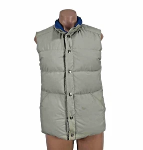 Reversible Beige & Blue Gerry Outdoors Mens Vintage Down Puffer Vest Size XS - Picture 1 of 18