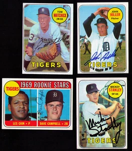 1969 Topps Detroit Tigers 4 DIFF AUTOGRAFATO STANLEY HILLER MATCHICK CAMPBELL - Foto 1 di 2