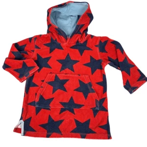 Mini Boden size 3/4 red navy star hooded towel - Picture 1 of 4