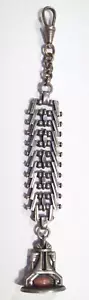 Antica catena Art Deco Jacob Bengel Fob & Watch tono argento mattoni Germania - Foto 1 di 11