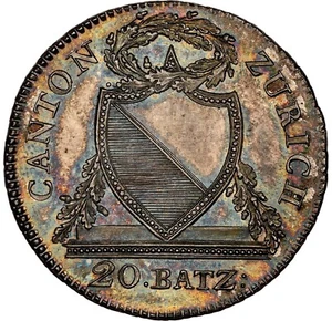 Switzerland - 1826 Zurich 20 Batzen - NGC MS65+ - RARE GEM - ONLY 3 GRADED FINER - Picture 1 of 4