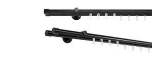 Gardinenstange auf Maß Innenlauf Kappe Wandabstand 12cm  2-Lauf Farbe: Schwarz - Bild 1 von 94